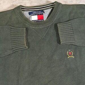 90s Vintage Tommy Hilfiger Crewneck Sweater | Olive Green | Large